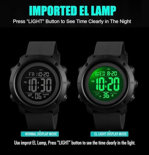 Digital Watch Sports Waterproof Military Back Light Small Watch for Men Black 1426 - Image 6