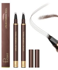 2 Pack Eyebrow Pen, Waterproof Microblading Eyebrow Pencil, 4 Tip Precise Eye Brow Makeup Pen for Women to Effortlessly Create Hair Like Natural Brows, Non Dry Out and Last All Day (Dark Brown) - High Quality Product Image