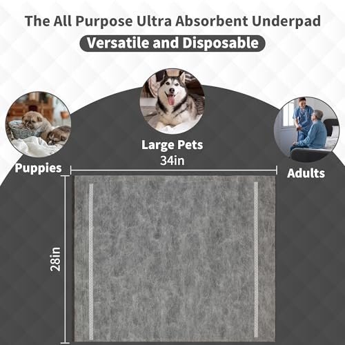 Charcoal Infused Pee Pads for Dogs 30 Count XL 6 Layer Puppy Pads with Odor Control, 28"x34" Training Underpads for Dogs, Cats, and Pets, Extra Lar... - Image 5