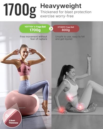 YOTTOY Anti-Burst Exercise Ball for Working Out, Yoga & Pregnancy, Extra Thick Workout Ball for Physical Therapy & Fitness - Image 4