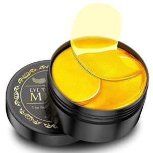 24K Gold Under Eye Patches - 60 Pack for Puffy Eyes, Dark Circles, Bags & Wrinkles with Collagen & Hyaluronic Acid - Eye Care Pads for Daily Skincare