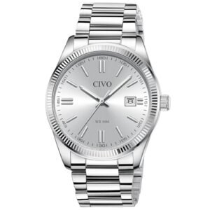Alternative view of CIVO Analog Mens Watches Silver: Wrist Watches with Date Easy to Read - Dress Stainless Steel Watch for Men Gifts for Husband Father at Birthday Anniversary
