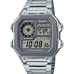 Alternative view of Casio AE1200WH Series | Men’s Digital Watch | 100M WR | Multi Alarms | 100 SEC Stopwatch | Countdown Timer | World Map for World Time | LED Light | LC Analog Display | 10 Year Battery