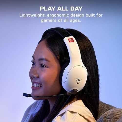 Turtle Beach Airlite Fit Wired Gaming Headset – Officially Licensed for Nintendo Switch 2, Nintendo Switch, Durable, Lightweight, Black and White - Image 6