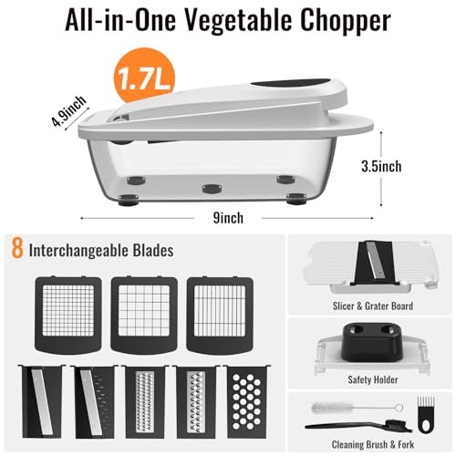 8 Blade All-in-1 Vegetable Chopper Mandoline Slicer with Container, Food Chopper, Onion Chopper, Veggie Cutter for Salad, Kitchen Gadgets Accessories - Image 3