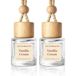 HoogaLife Car Air Freshener Diffuser 2 Pack Hanging Air Freshener Diffuser - Vanilla Cream Fragrance Oil Air D iffuser for Car, 45+ days Long Lasting - High Quality Product Image