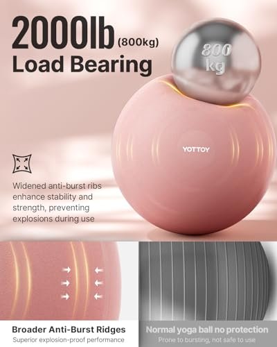 YOTTOY Anti-Burst Exercise Ball for Working Out, Yoga & Pregnancy, Extra Thick Workout Ball for Physical Therapy & Fitness - Image 6