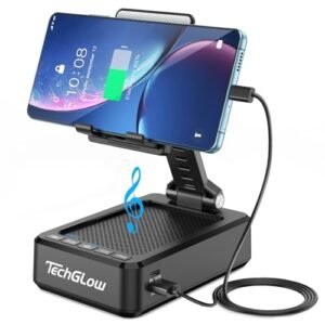 Alternative view of TechGlow Foldable Phone Stand with Bluetooth Speaker & Charging - Perfect Birthday Gift for Men, Women, Teens, Mom & Dad