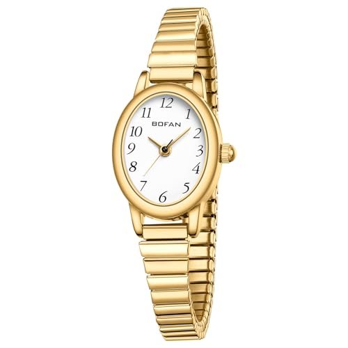 BOFAN Small Gold Watches for Women Easy Read Ladies Quartz Wrist Watch with Stainless Steel Expansion Band,Waterproof. - Image 2