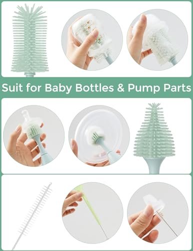 Momcozy Bottle Brush Kit, Innovative Push-Press Design for Better Cleaning - Baby Bottle Cleaner Brush for Baby Bottle, Breast Pumps, Nipples, and ... - Image 9