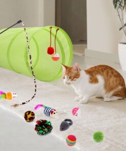 Semfri 21 pcs Cat Toys Kitten Toys Assortments Tunnel Interactive Cat Teaser Fluffy Mouse Crinkle Balls for Cat - High Quality Product Image