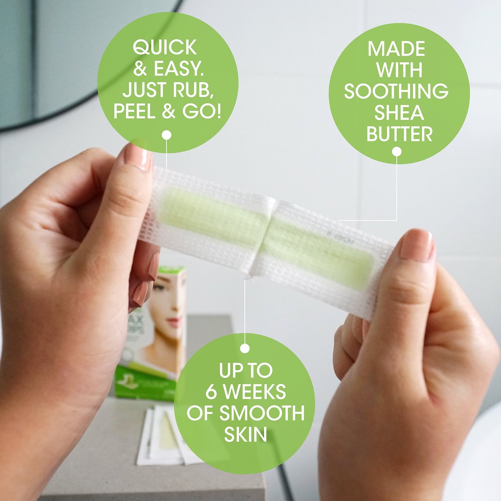 Nad's Facial Wax Strips 20 Pack for Women's Facial Hair Removal With 4 Calming Oil Wipes + Skin Protection Powder - High Quality Product Image