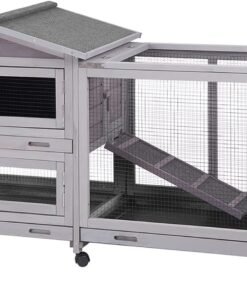 Aivituvin Wood Rabbit Hutch Bunny Cage Indoor with Wheels for Guinea Pig Outdoor Waterproof - High Quality Product Image