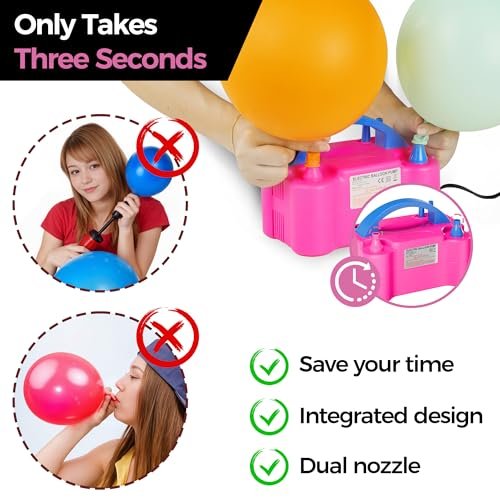 Balloon Pump - Electric Dual Nozzle Air Pump for Balloon, Portable Balloon Blower Save Time and Effort, Balloon Inflator for Parties and Decoration... - Image 7