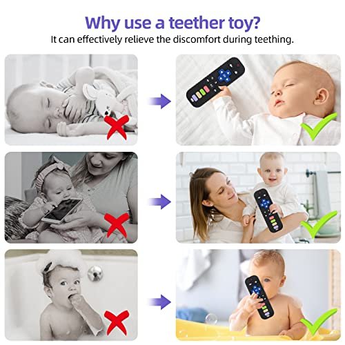 Chuya Baby Teether Toy Chew Toys for Babies 3-24 Months TV Remote Control Shape Teething Relief for Infants (Black) - Image 9