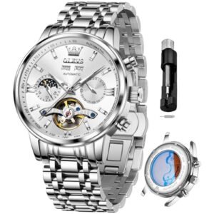 Alternative view of OLEVS Automatic Watches for Men Luxury Skeleton Multi-Function Mechanical Watch Self Winding Date Waterproof Luminous Mens Watch