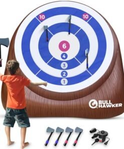 Swooc Games® - Bull Hawker™ | Giant Axe Darts (Over 6ft Tall) w/ 15+ Games | Axe Throwing Game for Backyard w/Air Pump | Outdoor Games for Adults and Family | Carnival Games | Throwing Axe Yard Games - High Quality Product Image