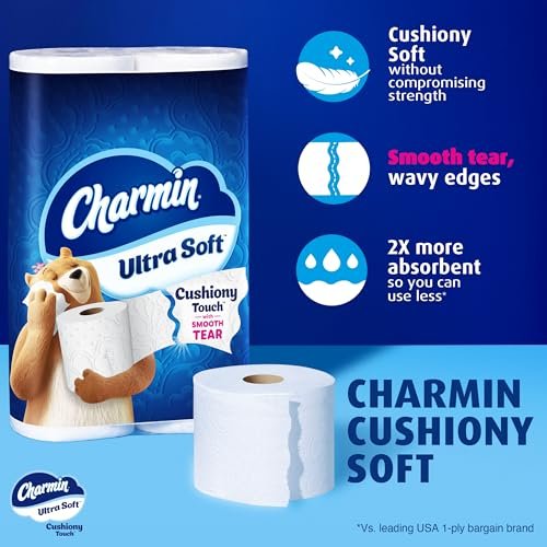Charmin Ultra Soft Cushiony Touch Toilet Paper, 24 Family Mega = 123 Regular Rolls, White - Image 4