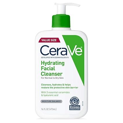 CeraVe Hydrating Facial Cleanser, Moisturizing Face Wash For Dry Skin, Hyaluronic Acid + Ceramides + Glycerin, Hydrating Cleanser For Normal To Dry Sk