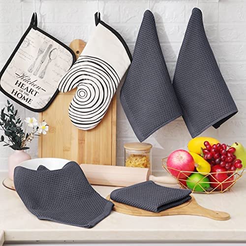 Homaxy 100% Cotton Waffle Weave Kitchen Dish Cloths, Ultra Soft Absorbent Quick Drying Dish Towels, 12 x 12 Inches, 6-Pack, Dark Grey - Image 7