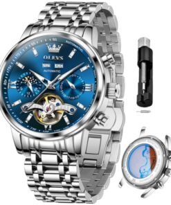 OLEVS Automatic Watches for Men Luxury Skeleton Multi-Function Mechanical Watch Self Winding Date Waterproof Luminous Mens Watch - High Quality Product Image