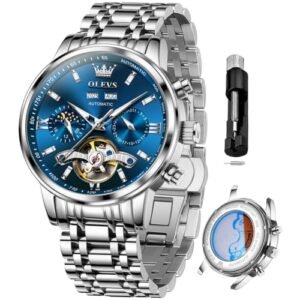 Alternative view of OLEVS Automatic Watches for Men Luxury Skeleton Multi-Function Mechanical Watch Self Winding Date Waterproof Luminous Mens Watch