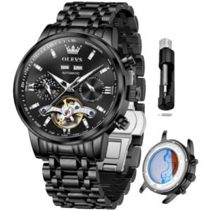 Alternative view of OLEVS Automatic Watches for Men Luxury Skeleton Multi-Function Mechanical Watch Self Winding Date Waterproof Luminous Mens Watch