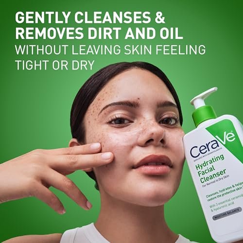 CeraVe Hydrating Facial Cleanser, Moisturizing Face Wash For Dry Skin, Hyaluronic Acid + Ceramides + Glycerin, Hydrating Cleanser For Normal To Dry Sk - Image 2