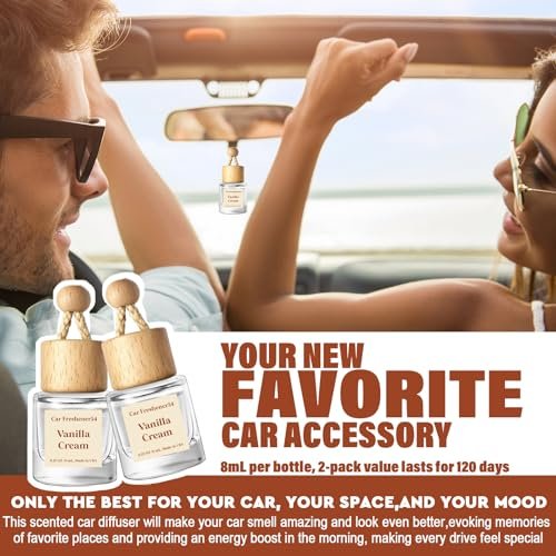 HoogaLife Car Air Freshener Diffuser 2 Pack Hanging Air Freshener Diffuser - Vanilla Cream Fragrance Oil Air D iffuser for Car, 45+ days Long Lasting - Image 5