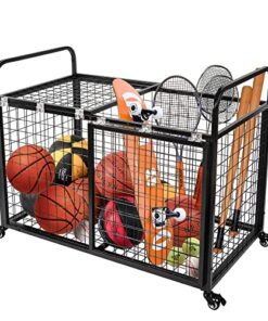 heodmaem Ball Cart Storage for Garage Compatible with Optional Divider, Extra Large Basketball Cage Bin for Indoor Outdoor, Heavy Duty Sports Equipment Organizer for Gym, School,Club - High Quality Product Image