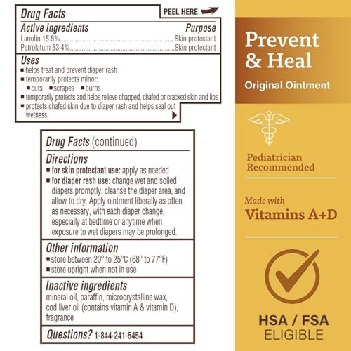 A+D Original Diaper Rash Ointment, Prevents & Protects Diaper Rash, Moisturizes & Heals Dry Skin With Vitamins A&D, 16oz Jar - Image 5