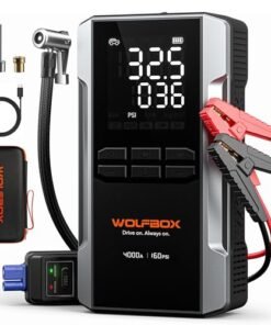 WOLFBOX 4000A Jump Starter with 160PSI Air Compressor, 12V Car Battery Booster, 65W Fast Charge, 88.8Wh Portable Tire Inflator, LED Display for 10L Ga - High Quality Product Image
