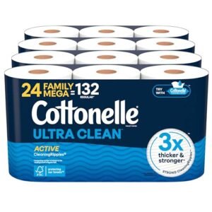 Alternative view of Cottonelle Ultra Clean Toilet Paper with Active CleaningRipples Texture, Strong Bath Tissue, 24 Family Mega Rolls = 132 Regular Rolls (4 Packs of 6)