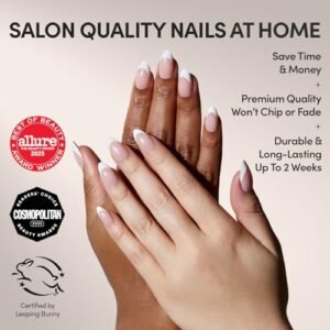 Alternative view of Glamnetic Press On Nails - MaDamn | French Tip Nails, UV Finish Short Pointed Almond Shape, Salon Quality Semi-Transparent Nails in 12 Sizes - 24 Nail