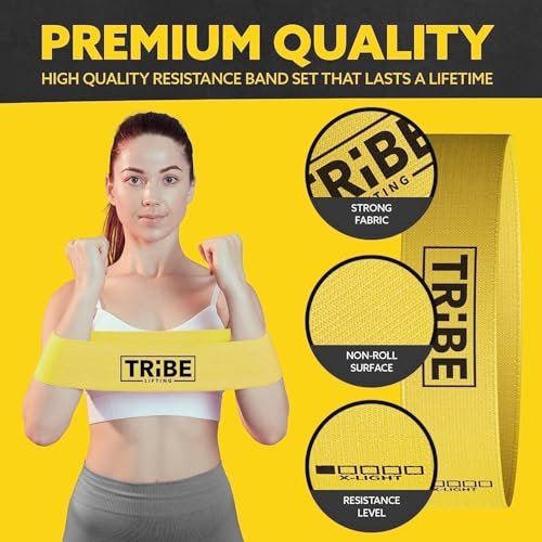 Tribe Lifting Fabric Resistance Bands for Glutes & Legs | 5 Fabric Workout Bands Set | Thick Booty Bands for Squats, Lunges, Hip Training, Physical... - Image 6