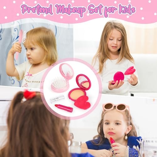 Play Purse for Little Girls, 32PCS Toddler Purse with Pretend Makeup for Kids, Princess Toys Includes Handbag, Phone, Wristwatch, Silk Scarf Kids Toy - Image 6
