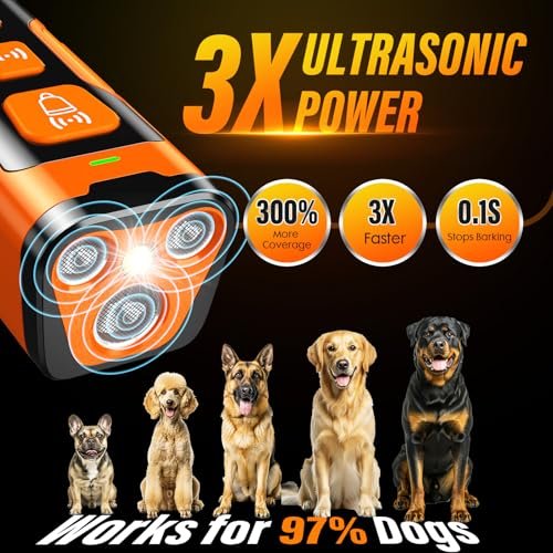 Dog Bark Deterrent Device, 3X Ultrasonic Anti Barking, 6 Training Modes 23 FT Range Barks No More Indoors Outdoors Behavior Correct Safe & Humane R... - Image 3