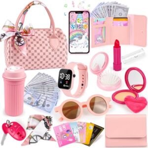 Alternative view of Play Purse for Little Girls, 32PCS Toddler Purse with Pretend Makeup for Kids, Princess Toys Includes Handbag, Phone, Wristwatch, Silk Scarf Kids Toy Purse Birthday Gift for Girls 3 4 5 6 +