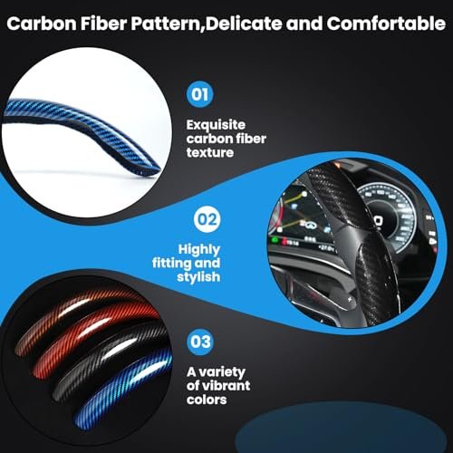 Carbon Fiber Steering Wheel Cover 3PCS Set – Anti-Slip, Scratch-Resistant, Universal Fit for 14–16 Inch Wheels – Interior Car Accessories for Cars, SU - Image 4