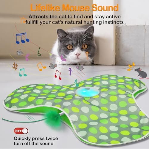 Interactive Rechargeable Cat Toy with Concealed Feathers & Squeaky Mouse for Indoor Exercise and Fun - Image 4