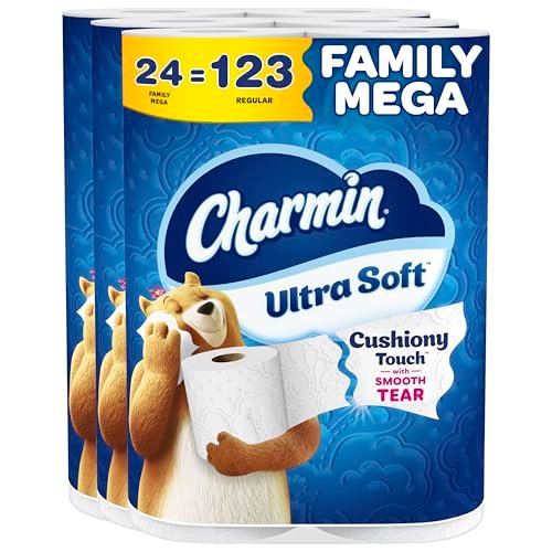 Charmin Ultra Soft Cushiony Touch Toilet Paper, 24 Family Mega = 123 Regular Rolls, White - Image 2
