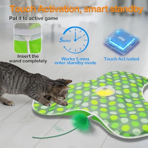 Interactive Rechargeable Cat Toy with Concealed Feathers & Squeaky Mouse for Indoor Exercise and Fun - Image 5
