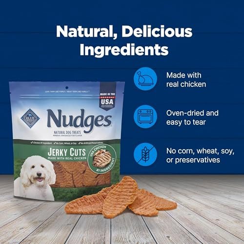 Blue Buffalo Nudges Jerky Bites Dog Treats, Made in the USA with Natural Ingredients, Bite-Sized Pieces, Chicken, 16-oz Bag - Image 7
