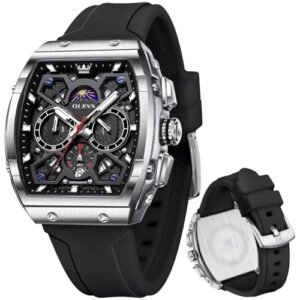 Alternative view of OLEVS Mens Watches Stylish Chronograph Waterproof Luminous Silicon Strap Multifunction Watches for Men Business White Men Wrist Watch