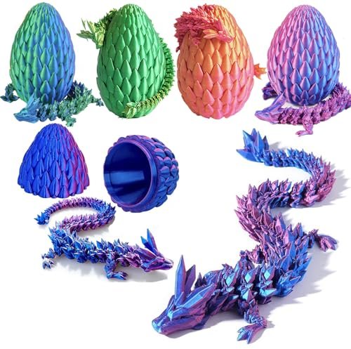 12inch 3D Printed Dragon Egg,Mystery Crystal Dragon Fidget Toys,Articulated Dragon,Home Desk Decor Easter Surprise Dinosaur Eggs,Adults Fidget Toys fo - Image 2