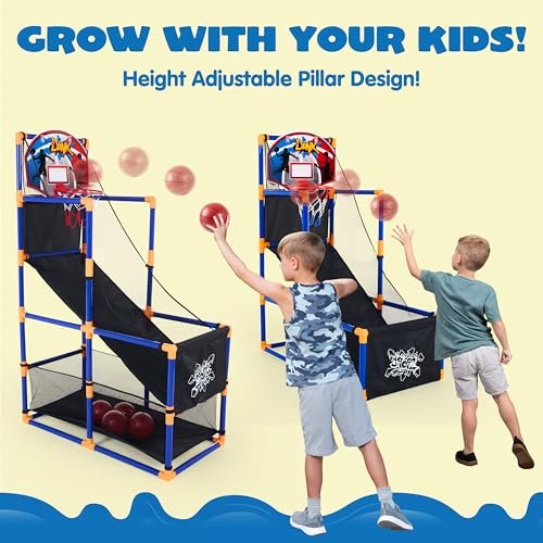 JOYIN Arcade Basketball Game Set with 4 Balls and Hoop for Kids 3 to 12 Years Old Indoor Outdoor Sport Play - Easy Set Up - Air Pump Included - Ideal for Competition - Image 4