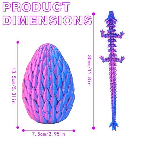 12inch 3D Printed Dragon Egg,Mystery Crystal Dragon Fidget Toys,Articulated Dragon,Home Desk Decor Easter Surprise Dinosaur Eggs,Adults Fidget Toys fo - Image 4