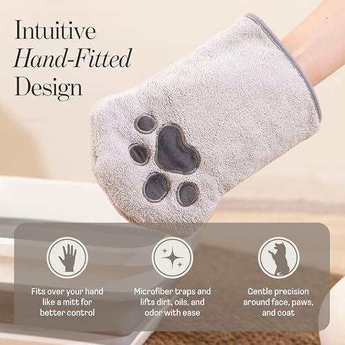 Muddi Mitt Microfiber Reusable Pet Wipes Grooming Towel Glove | Machine-Washable, Soft, Double-Sided Bath Mitt Replaces Wipes | Dirt Odor Removal |... - Image 3