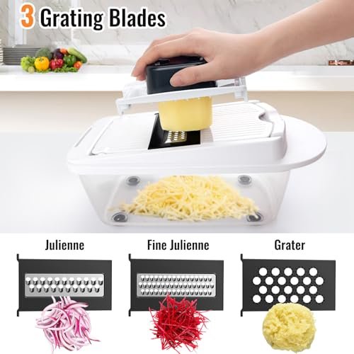8 Blade All-in-1 Vegetable Chopper Mandoline Slicer with Container, Food Chopper, Onion Chopper, Veggie Cutter for Salad, Kitchen Gadgets Accessories - Image 7