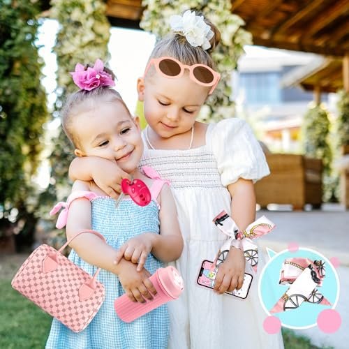 Play Purse for Little Girls, 32PCS Toddler Purse with Pretend Makeup for Kids, Princess Toys Includes Handbag, Phone, Wristwatch, Silk Scarf Kids Toy - Image 8